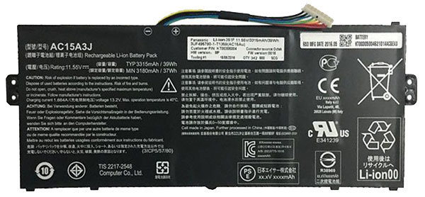 Erstatte Bærbar Batteri til acer Chromebook-R11-CB5-132T-C1LK Erstatte Bærbar Batteri acer til Chromebook-R11-CB5-132T-C1LK
