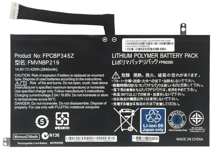 Erstatte Bærbar Batteri til fujitsu FPCBP345Z Erstatte Bærbar Batteri fujitsu til FPCBP345Z