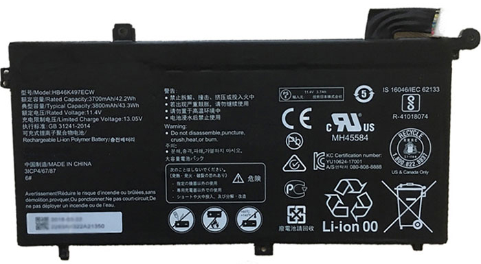 Erstatte Bærbar Batteri til HUAWEI HB46K497ECW Erstatte Bærbar Batteri HUAWEI til HB46K497ECW